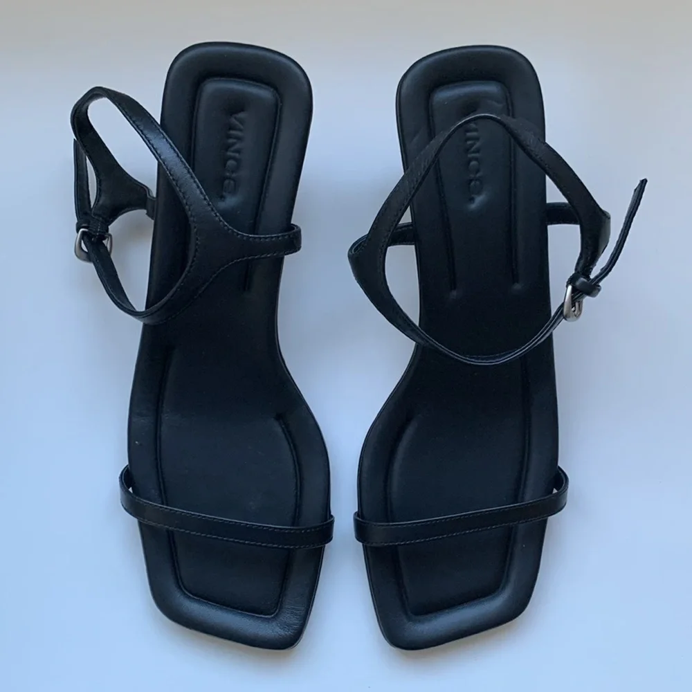 Vince Black Sandals Sleek Design Comfortable Fit - Picture 5 of 11